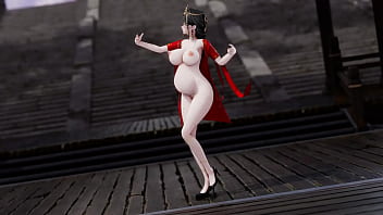 Hanying/Shuangpamish Anime/2D Chinese style red dress pregnant belly naked dance (3D adult animation)