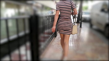 Hot Wife Walking In Tight Dress Wiggling Sexy Booty