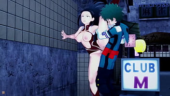 Mina Ashido and Momo Yaoyorozu and Izuku Midoriya intense sex. – My Hero Academia Hentai