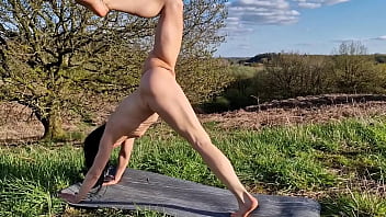 Naked yoga outdoor