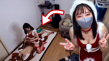 She had sex while Santa cosplay for Christmas! Reindeer man gets cowgirl like a sledge and creampie